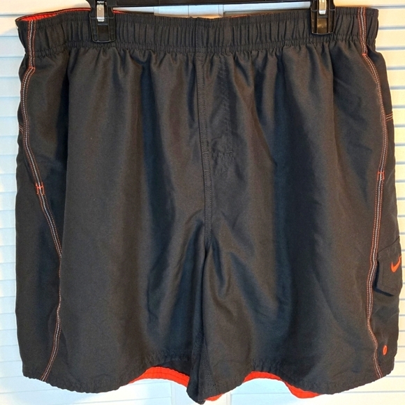 Nike Swim Trunks Medium Mens Retro Gray Orange Logo Lined Mesh Pockets Size XXL - Picture 1 of 6